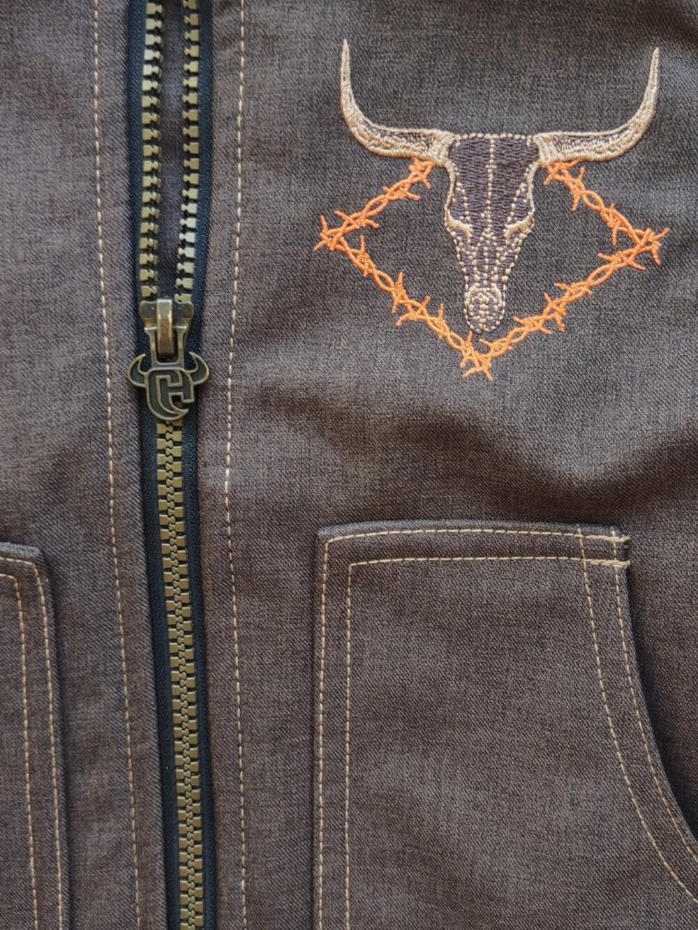 Cowboy Hardware Steer Head Vest Boy Size 4T Chocolate Brown Western Rustic NWOT - Picture 5 of 10